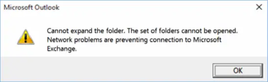 Cannot expand the folder outlook что значит